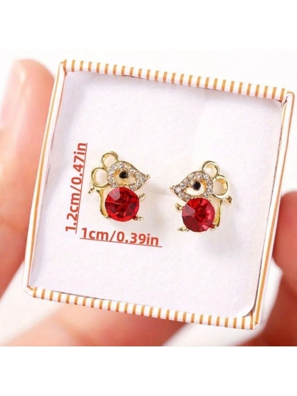 ❤️&🌹Earrings-- Sweet Little Mice for You & your Valentine - Picture 2 of 4